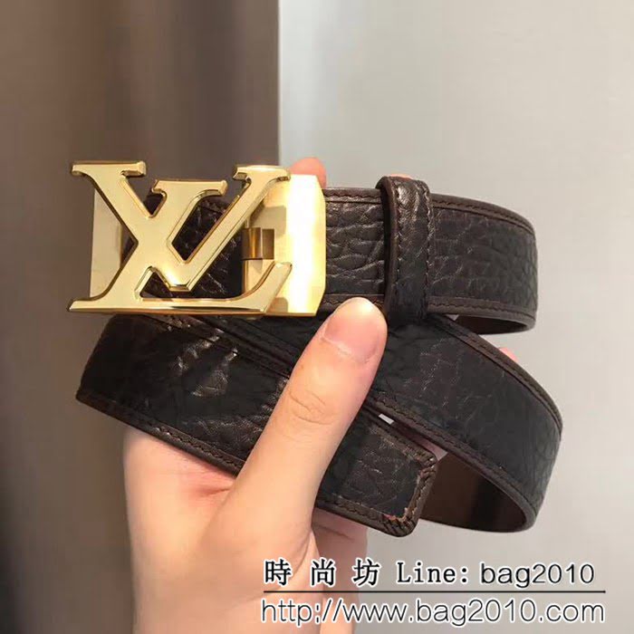 路易威登LV 自動平滑皮帶 精綱五金 原版象紋牛皮男士皮帶 LHG1686